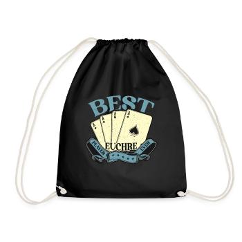 Euchre Best Euchre Player Ever Loves Playing Cards - Drawstring Bag - black - Front