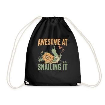 Snail lover sniffs it snail owners - Drawstring Bag - black - Front