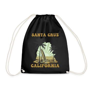 California Surfing Santa Cruz - Drawstring Bag - black - Front