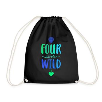 Four Ever Wild 4 Jahre 4. Geburtstag Jungen - Turnbeutel - Schwarz - Vorne