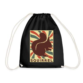 Squirrel Retro Vintage - Drawstring Bag - black - Front