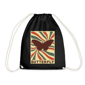 Schmetterling Retro Vintage - Turnbeutel - Schwarz - Vorne