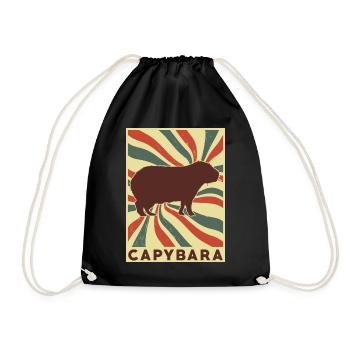 Capybara Retro Vintage - Turnbeutel - Schwarz - Vorne