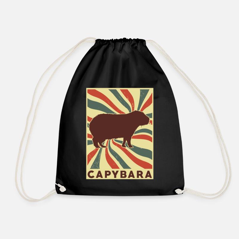 Capybara Retro Vintage - Turnbeutel - Schwarz