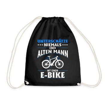 Unterschätze niemals einen Mann mit einem E-Bike - Turnbeutel - Schwarz - Vorne