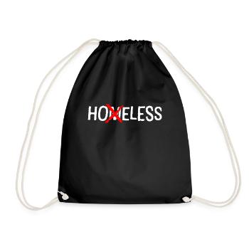 HOELESS - Lustiges Homeless Crossed Out T-Shirt - Turnbeutel - Schwarz - Vorne