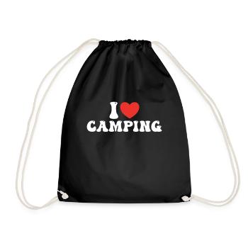 I love camping - Drawstring Bag - black - Front