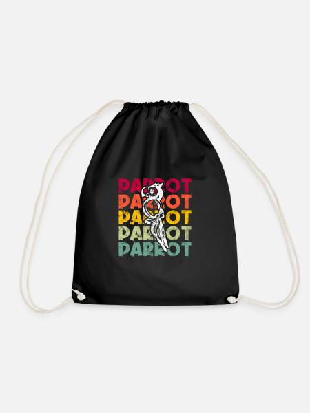Papagei Retro - Turnbeutel - Schwarz