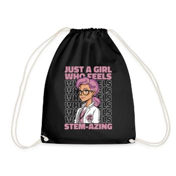 Girl Who Feels Stemazing Scientist STEM Steminist - Drawstring Bag - black - Front