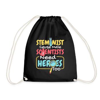 Denn auch männliche Wissenschaftler brauchen Helden MINT - Turnbeutel - Schwarz - Vorne