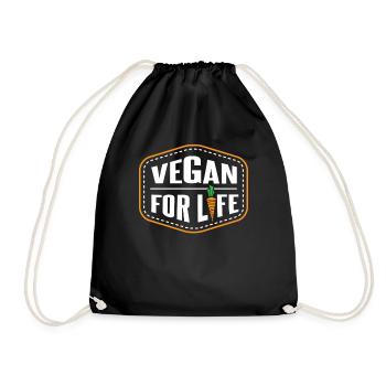 Vegan For Life Plant-Based Vegan Vegans Veganism - Drawstring Bag - black - Front