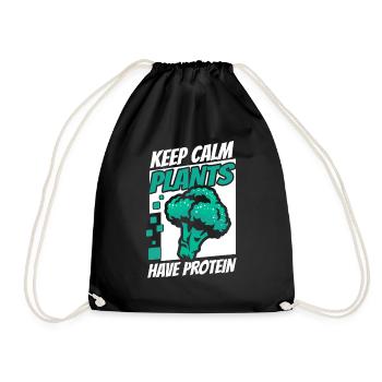 Keep Calm Pflanzen haben Protein-Veganer Veganer - Turnbeutel - Schwarz - Vorne