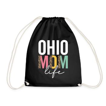 Ohio Mom Life Funny Mom Leopard Ohio Mama Cheetah - Drawstring Bag - black - Front