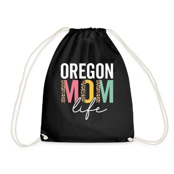 Oregon Mama Leben Lustig Mama Leopard Oregon Mama - Turnbeutel - Schwarz - Vorne