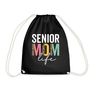 Senior Mama Leben Lustig Mama Leopard Senior Mama - Turnbeutel - Schwarz - Vorne