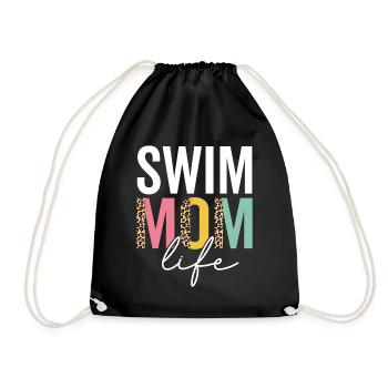 Schwimmen Mama Leben Lustige Mama Leopard Schwimmen Mama Gepard - Turnbeutel - Schwarz - Vorne