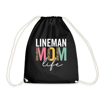 Linienrichter Mama Leben Lustig Mama Leopard Linienrichter Mama - Turnbeutel - Schwarz - Vorne