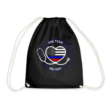 Patriotic Shirt, One Team One Fight Stethoscope - Drawstring Bag - black - Front