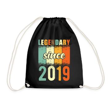 Legendary since 2019 Retro Vintage Birthday - Drawstring Bag - black - Front