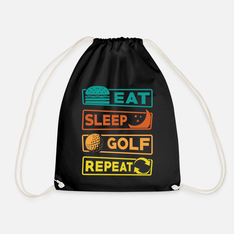 Eat Sleep Golf Repeat Golfer Golfen Geschenk - Turnbeutel - Schwarz