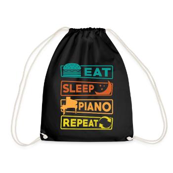 Eat Sleep Piano Repeat Pianist Klavier - Turnbeutel - Schwarz - Vorne