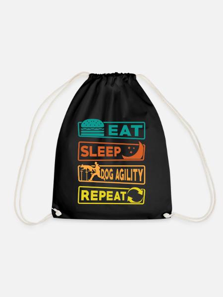 Eat Sleep Dog Agility Repeat - Drawstring Bag - black