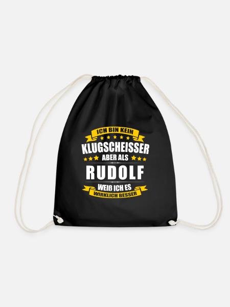 Name Rudolf Vorname Klugscheisser Namenstag - Turnbeutel - Schwarz