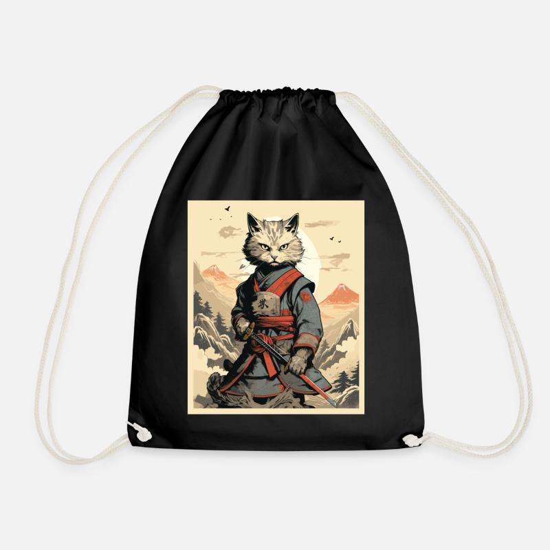 Japanese Cat Warrior - Turnbeutel - Schwarz