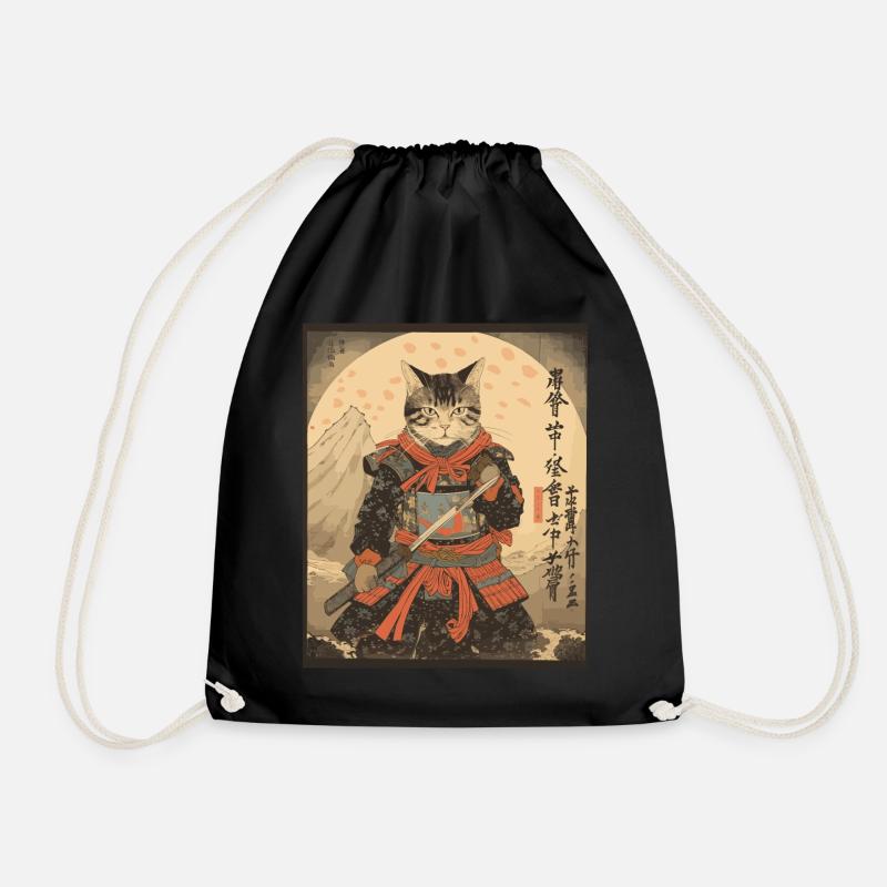 Ninja Cat Samurai Sword | Meow Warrior - Turnbeutel - Schwarz