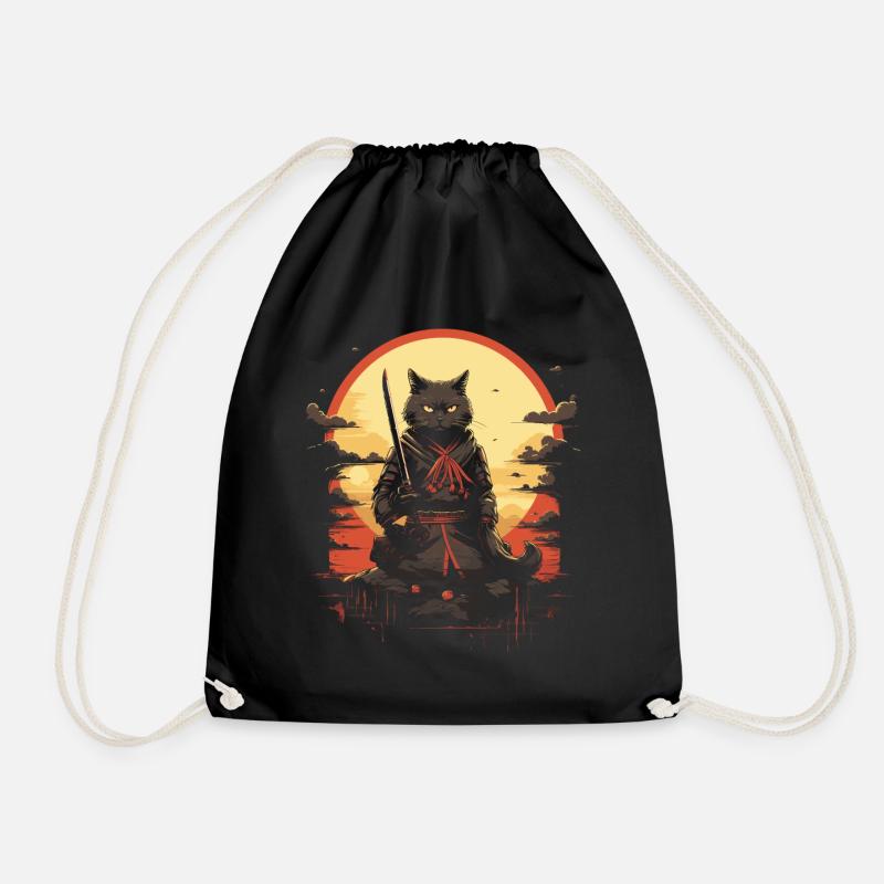 Japanese Cat Warrior - Turnbeutel - Schwarz