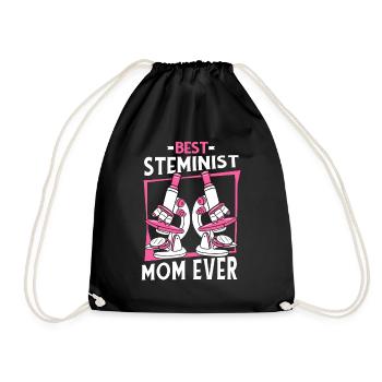 Best Steminist Mom Ever Scientist Empowering - Drawstring Bag - black - Front