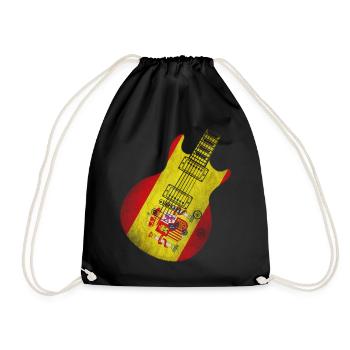 Spain Flag Guitar - Drawstring Bag - black - Front