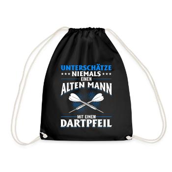 Unterschätze niemals ein Mann mit einem Dartpfeil - Turnbeutel - Schwarz - Vorne
