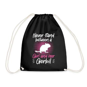 Girl and her gerbil rodent Gerbil - Drawstring Bag - black - Front