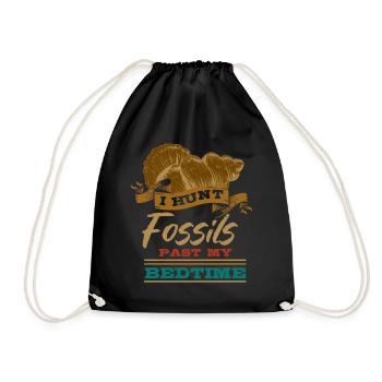Fossils, paleontologist, fossil collector, - Drawstring Bag - black - Front