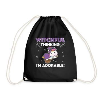 Unicorn Halloween Witch Witches I'm Adorable - Drawstring Bag - black - Front