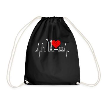 Seattle Skyline Herzschlag USA Fan Herz Puls Liebe - Turnbeutel - Schwarz - Vorne
