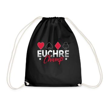Euchre Champ Playing Cards Pinochle Board Game - Drawstring Bag - black - Front
