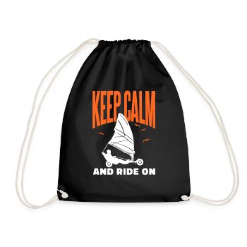 Sand Sailing, Windracer, Land Sailing, Land Sailor - Drawstring Bag - black - Front