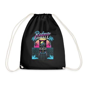 Pinball Pinball Machine Arcade Gamer Retro Pinball - Drawstring Bag - black - Front