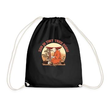 bonsai tree plants bonsai tree funny zen monk - Drawstring Bag - black - Front