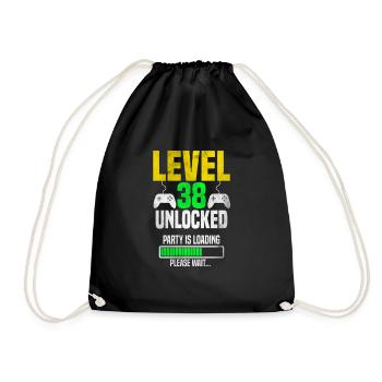 Level 38 unlocked – Party is loading - Turnbeutel - Schwarz - Vorne
