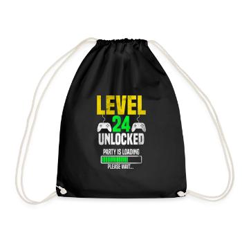 Level 24 unlocked – Party is loading - Turnbeutel - Schwarz - Vorne