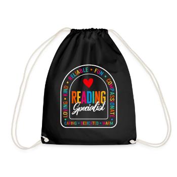 Reading Shirt, Reading Specialist Loving Kind - Drawstring Bag - black - Front