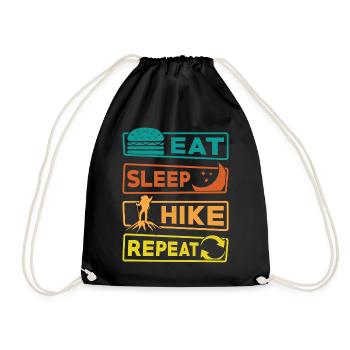 Eating, sleeping, hiking, repeating - Drawstring Bag - black - Front