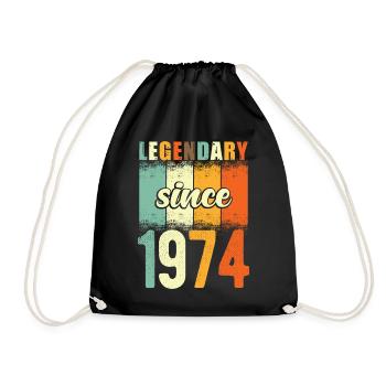 Legendary since 1974 Retro Vintage Birthday - Drawstring Bag - black - Front