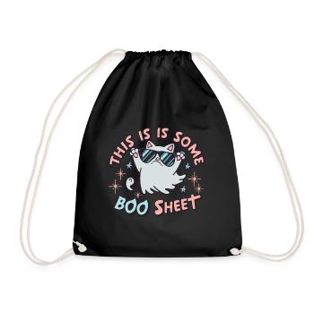 This Is Some Boo Sheet Cat Sunglasses Ghost - Drawstring Bag - black - Front
