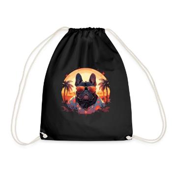 French bulldog - Drawstring Bag - black - Front