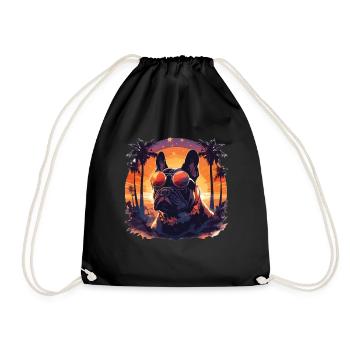 French bulldog - Drawstring Bag - black - Front