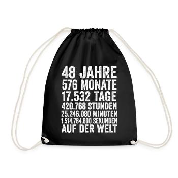 48 Jahre Achtundvierzigster Geburtstag - Turnbeutel - Schwarz - Vorne